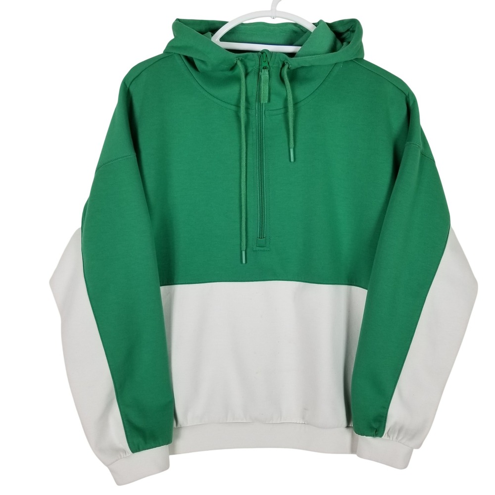 Z Supply Hoodie Women Medium Green White Colorblock Quarter Zip PT251590E